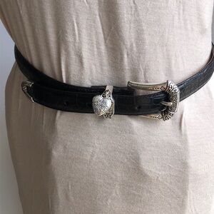 Brighton black croc leather silver hear buckle size S/M